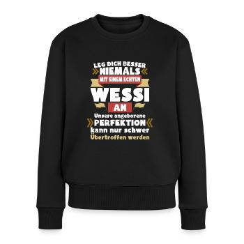 ein echter Wessi - Frauen Premium Bio Pullover - Schwarz - Vorne - Julia (174cm)