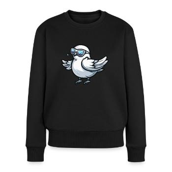 Taube Vogel Cool Tier - Frauen Premium Bio Pullover - Schwarz - Vorne - Julia (174cm)