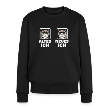 Grummeliger Kater Mürrische Katze - Frauen Premium Bio Pullover - Schwarz - Vorne - Julia (174cm)