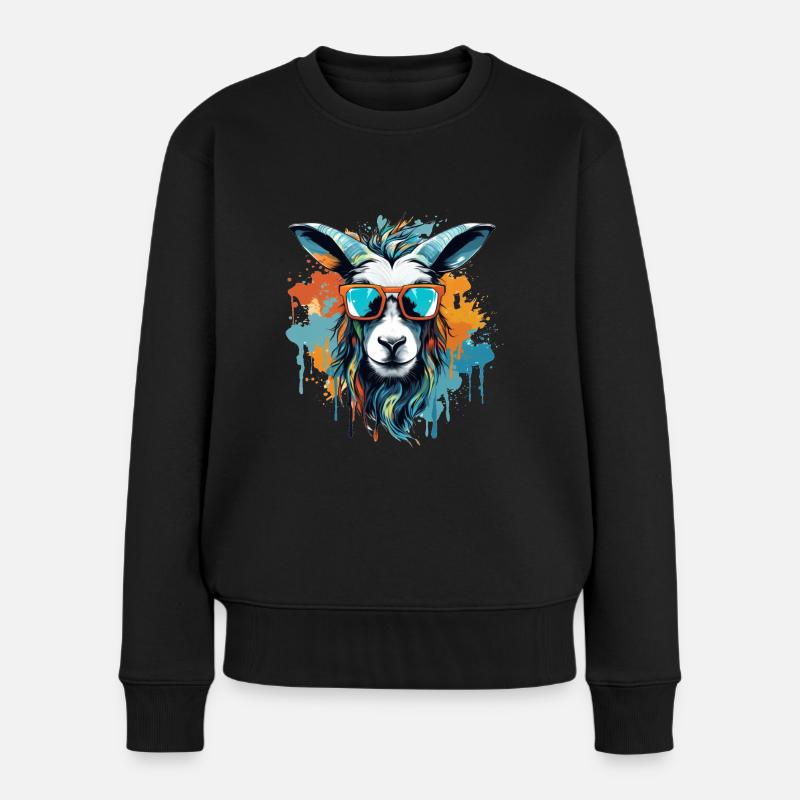 Party Bock in bunten Farben - Frauen Premium Bio Pullover - Schwarz