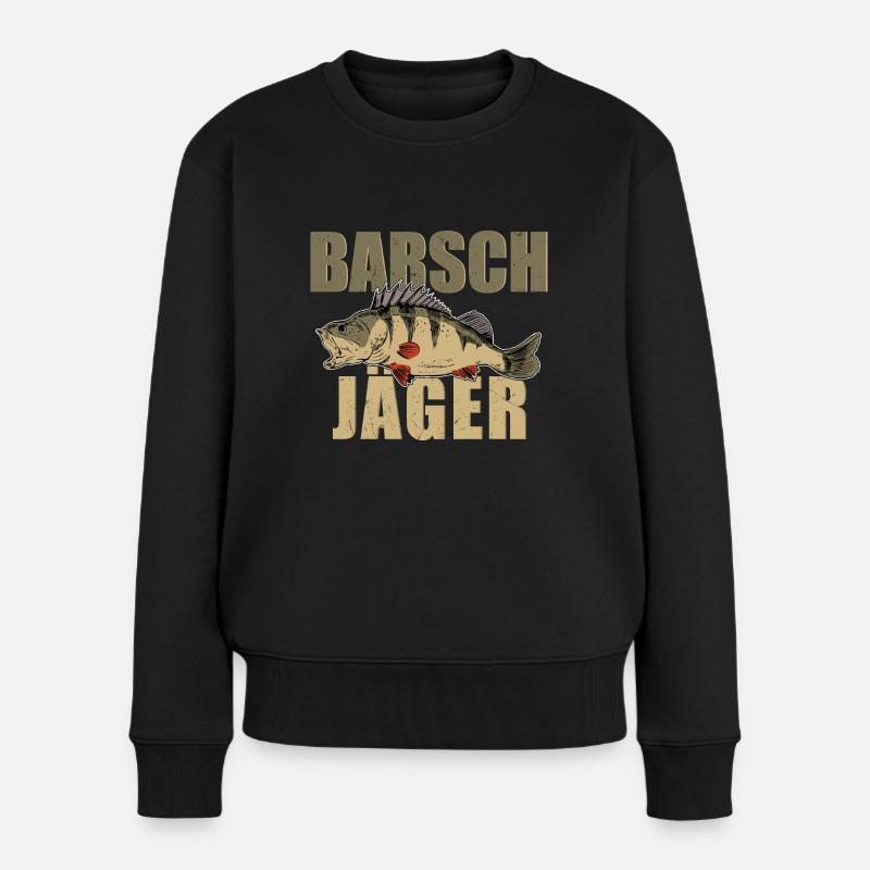 Barsch Jäger Barsche Angeln Kretzer Flussbarsch - Frauen Premium Bio Pullover - Schwarz