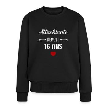 Attachiante depuis 16 ans - Pull Premium bio Femme - noir - Devant - Julia (174cm)
