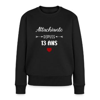 Attachiante depuis 13 ans - Pull Premium bio Femme - noir - Devant - Julia (174cm)