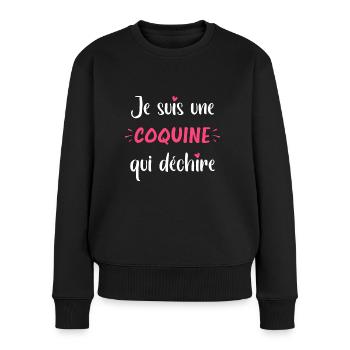 Coquine - Pull Premium bio Femme - noir - Devant - Julia (174cm)