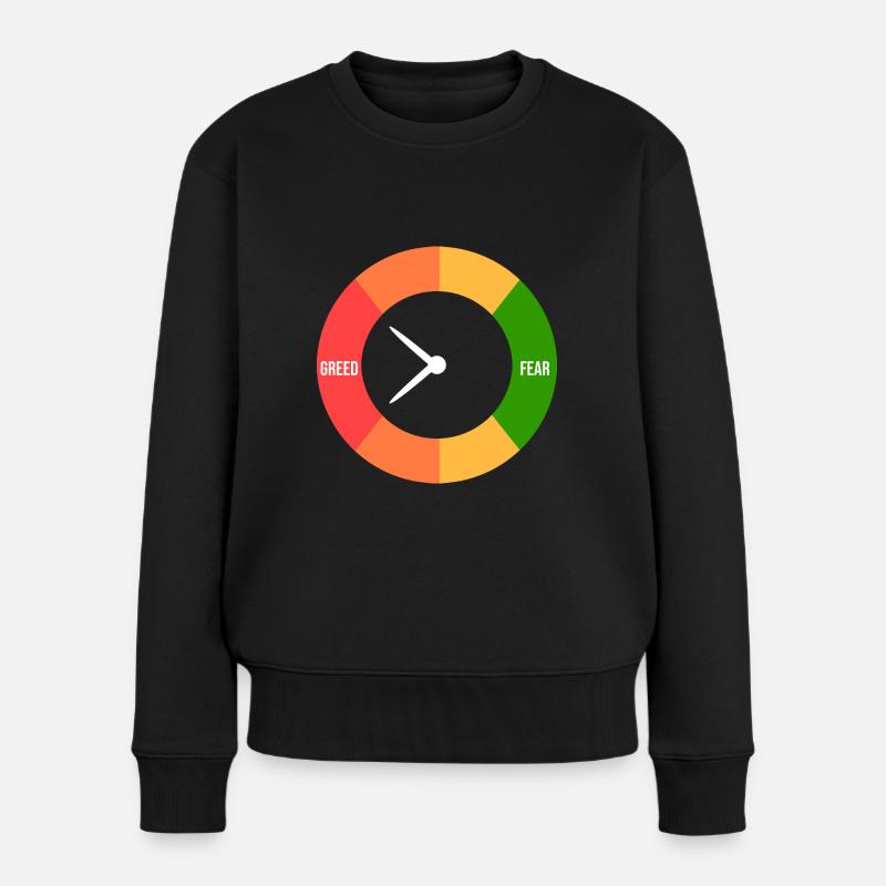 Gier > Angst - Frauen Premium Bio Pullover - Schwarz