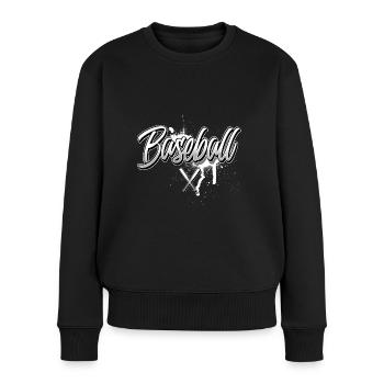Baseball Schriftzug - Frauen Premium Bio Pullover - Schwarz - Vorne - Julia (174cm)