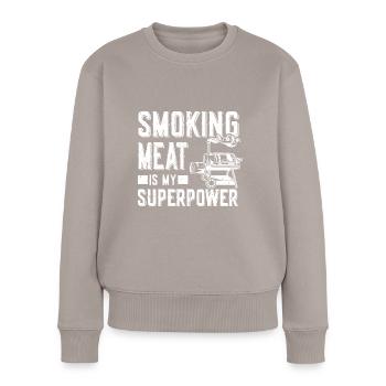 Fleisch Smoker - Frauen Premium Bio Pullover - Taupe - Vorne - Julia (174cm)