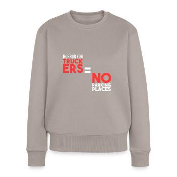 Horror für Trucker: keine Parkplätze - Frauen Premium Bio Pullover - Taupe - Vorne - Julia (174cm)