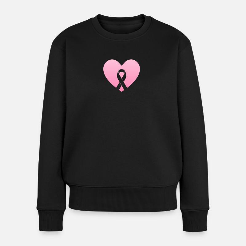 Rosa Herz mit Gewissensbogen - Frauen Premium Bio Pullover - Schwarz