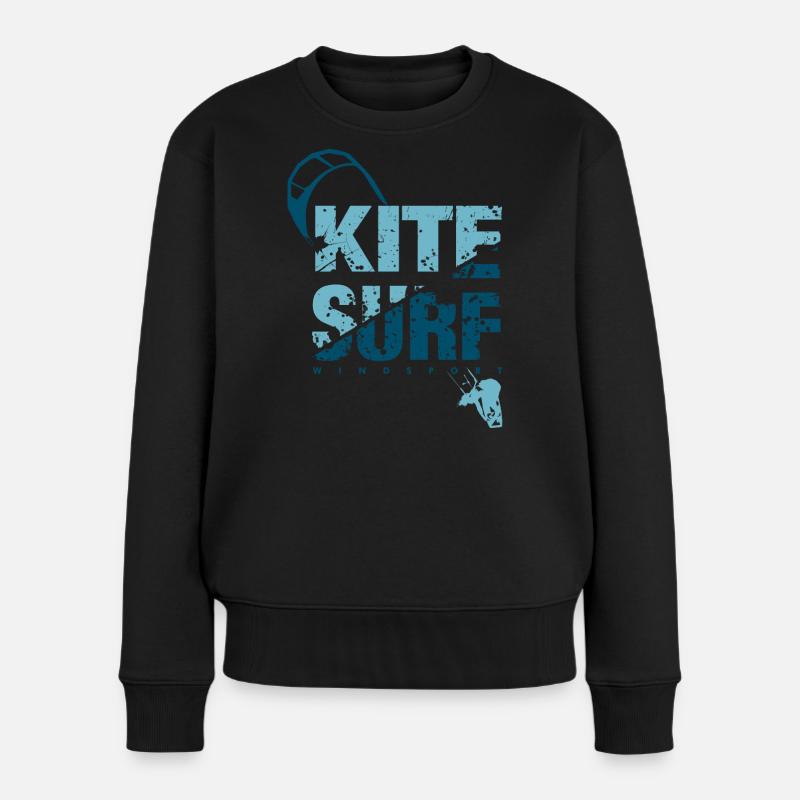 KITE SURF 3 - Frauen Premium Bio Pullover - Schwarz