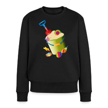 Sand toys on the beach with colorful shells - Women's Premium Organic Jumper - black - Front - Julia (174cm)