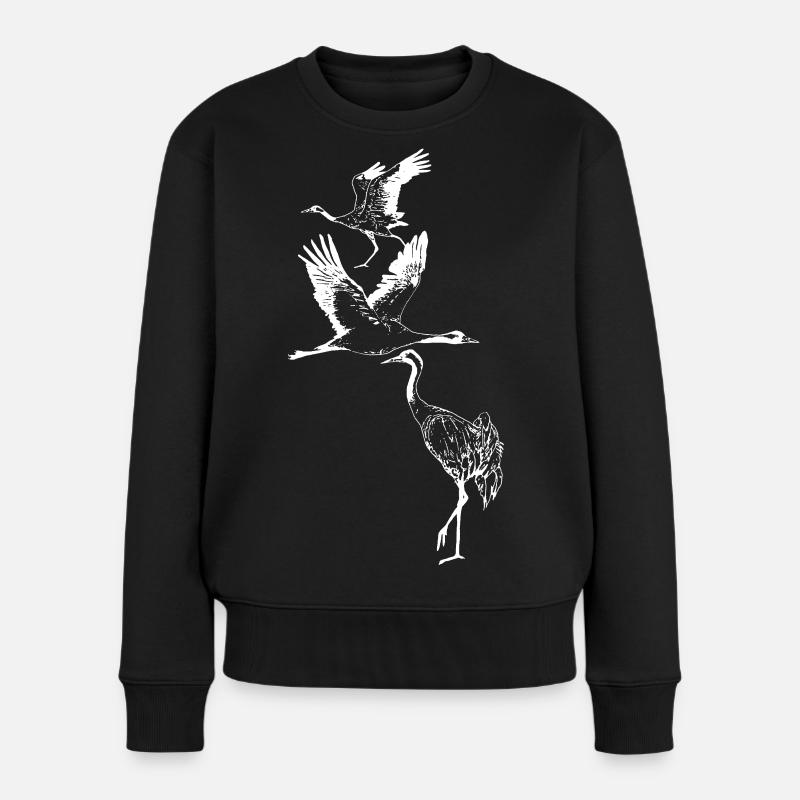 KRÄNE - Frauen Premium Bio Pullover - Schwarz