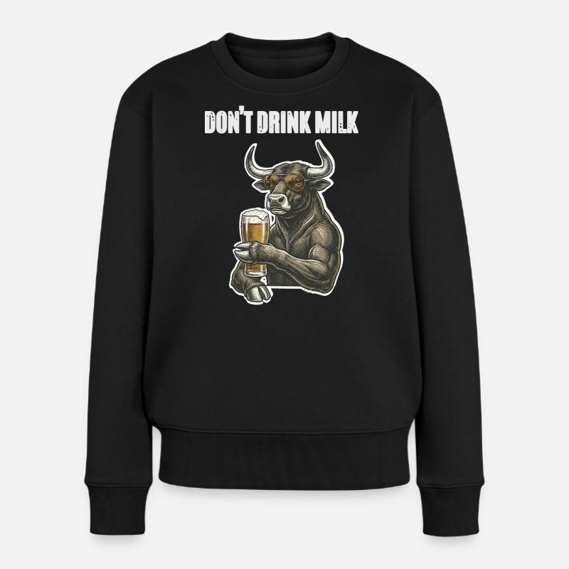 Stier Bulle Bier - Frauen Premium Bio Pullover - Schwarz