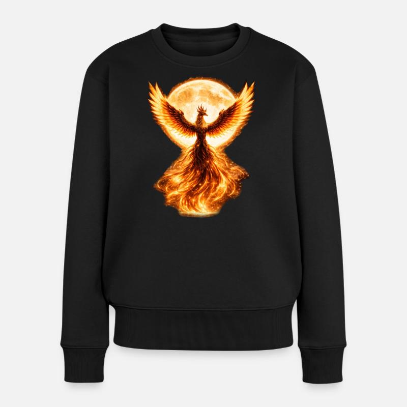 Phönix brennt im Mondlicht - Frauen Premium Bio Pullover - Schwarz