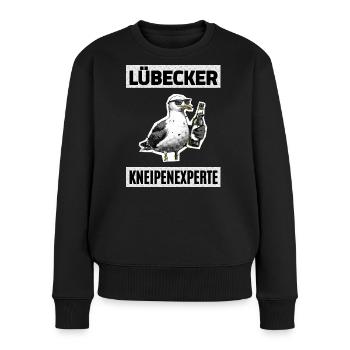 Lübecker Kneipen Experte - Frauen Premium Bio Pullover - Schwarz - Vorne - Julia (174cm)