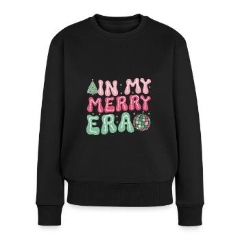 Weihnachten Xmas Spruch Winter In My Merry Era - Frauen Premium Bio Pullover - Schwarz - Vorne - Julia (174cm)