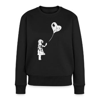 L'AMOUR EST DANS LE CLOUD - Fille avec Smartphone - Pull Premium bio Femme - noir - Devant - Julia (174cm)