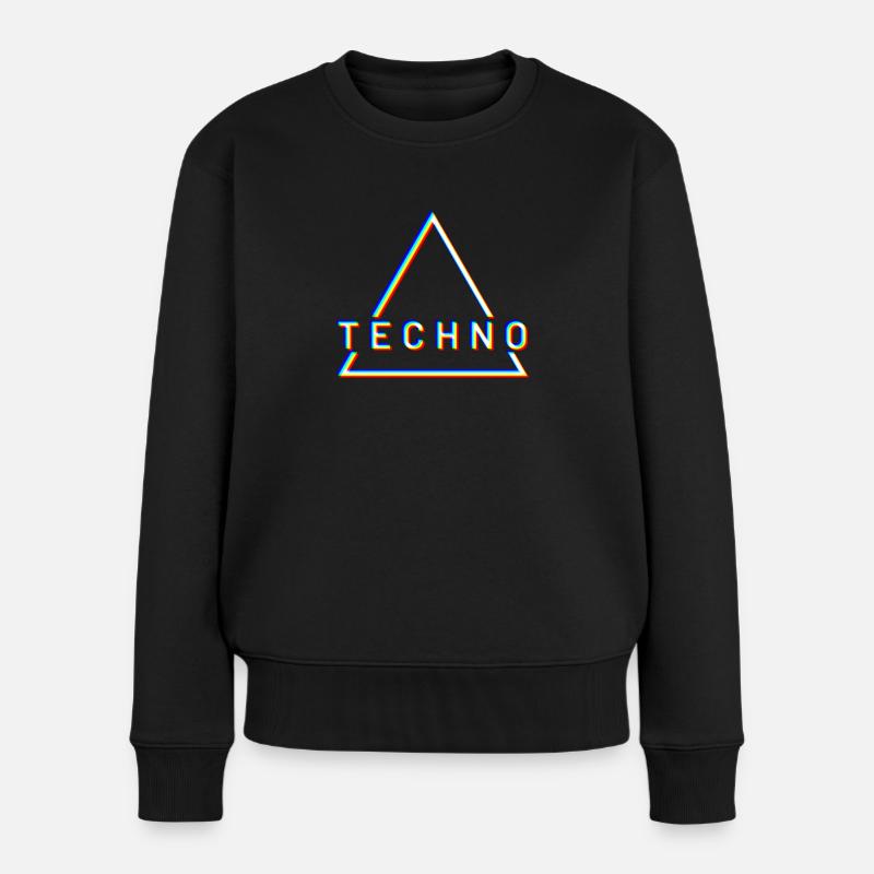 Techno - Frauen Premium Bio Pullover - Schwarz