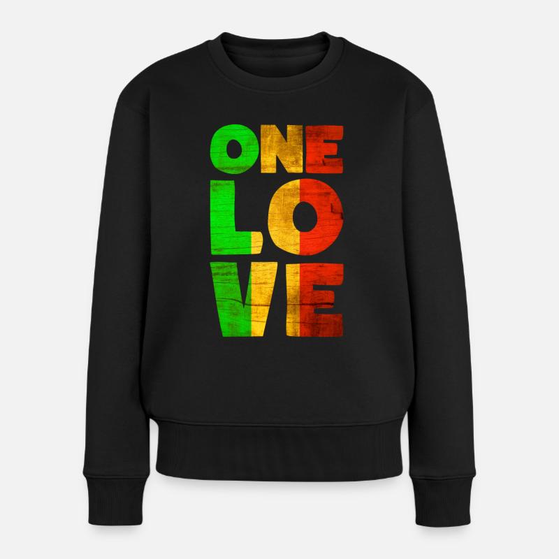 Rastafari ONE LOVE Reggae Style - Frauen Premium Bio Pullover - Schwarz
