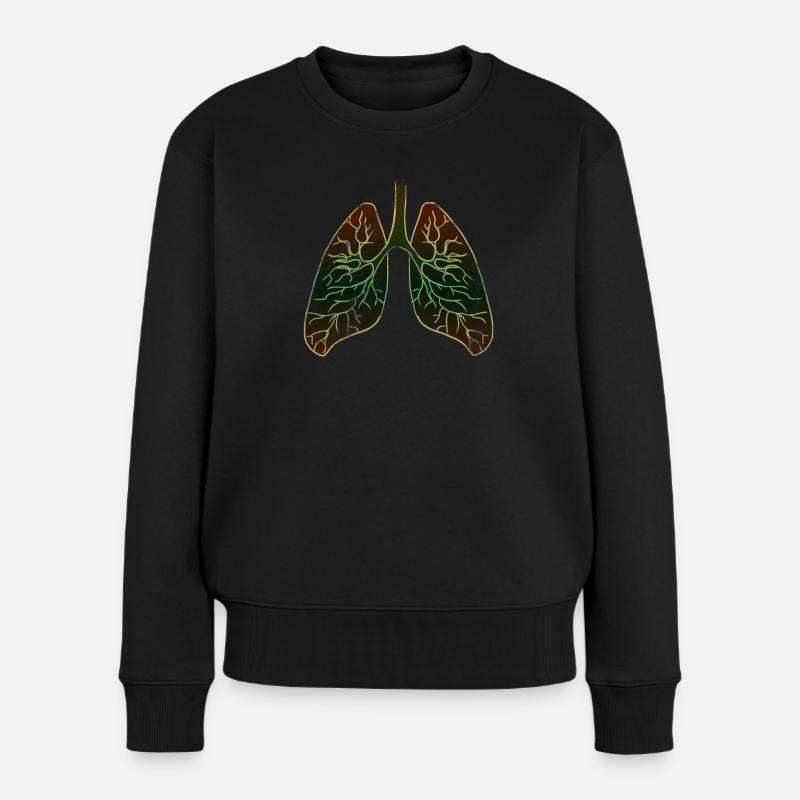 Lunge Organ - Frauen Premium Bio Pullover - Schwarz