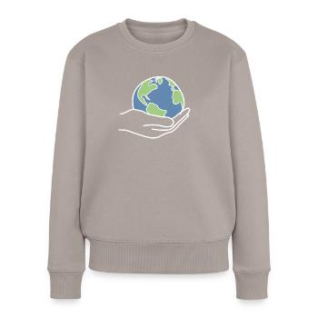 Klimaschutz Klimawandel - Frauen Premium Bio Pullover - Taupe - Vorne - Julia (174cm)