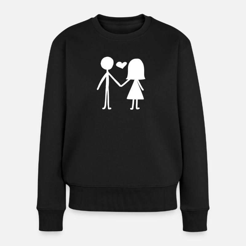 Liebe Beziehung - Frauen Premium Bio Pullover - Schwarz