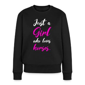 Juste A Girl Who Loves Horses Équitation Amour - Pull Premium bio Femme - noir - Devant - Julia (174cm)