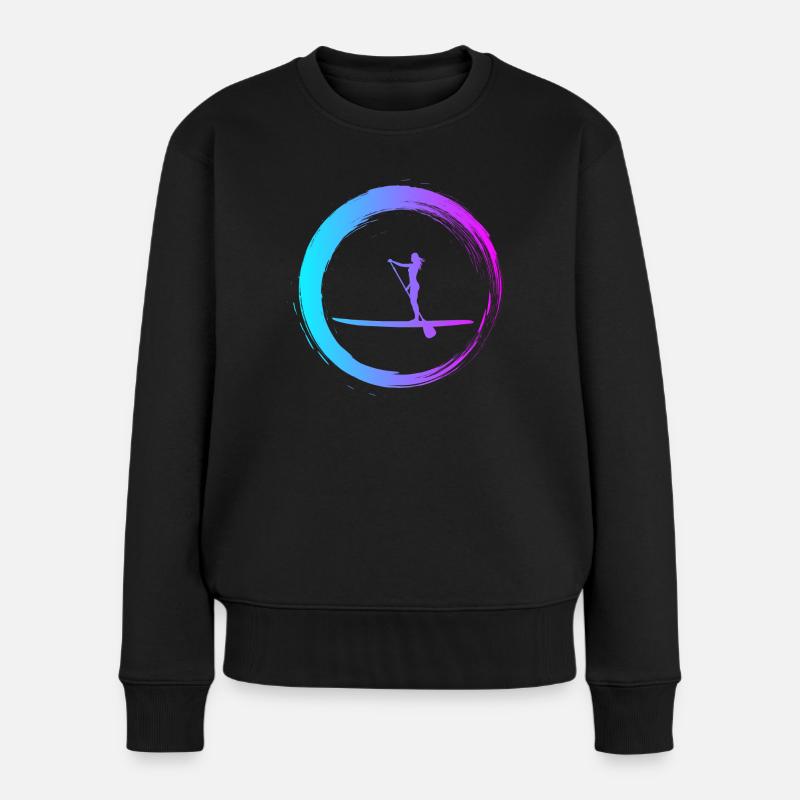 Sporty Hobby Leidenschaft Stand Up Paddle - Frauen Premium Bio Pullover - Schwarz