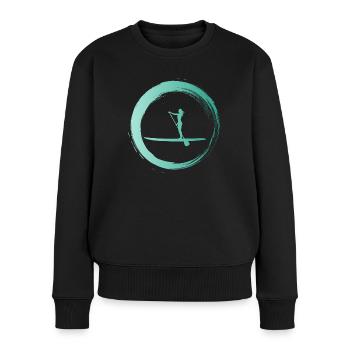 Sporty Hobby Leidenschaft Stand Up Paddle - Frauen Premium Bio Pullover - Schwarz - Vorne - Julia (174cm)