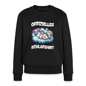 Offizielles Schlafshirt - Einhorn auf einer Wolke - Frauen Premium Bio Pullover - Schwarz - Vorne - Julia (174cm)