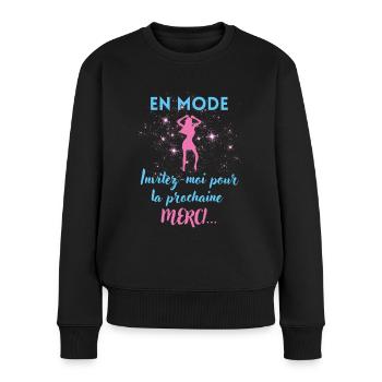 invitez moi pour la prochaine danse - Pull Premium bio Femme - noir - Devant - Julia (174cm)
