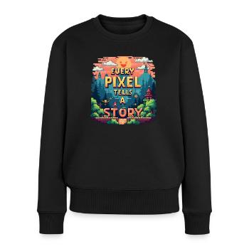 Every Pixel Tells a Story - Retro Gaming - Women's Premium Organic Jumper - black - Front - Julia (174cm)