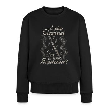 Klarinette Musikverein Orchester Geschenk - Frauen Premium Bio Pullover - Schwarz - Vorne - Julia (174cm)