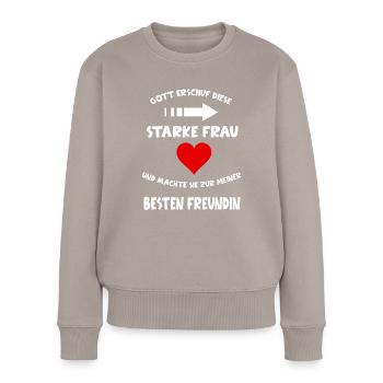 Beste Freundin Freundinnen Freundschaft Geschenk - Frauen Premium Bio Pullover - Taupe - Vorne - Julia (174cm)