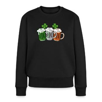 St. Patricks Day Irland Flagge Bier Kleeblatt - Frauen Premium Bio Pullover - Schwarz - Vorne - Julia (174cm)