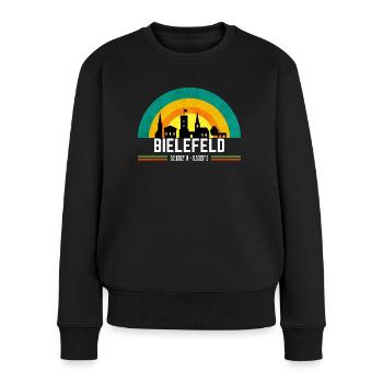 Bielefeld Rétro Skyline Coordonnées Sparrenburg - Pull Premium bio Femme - noir - Devant - Julia (174cm)