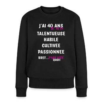 40 ans anniversaire - Pull Premium bio Femme - noir - Devant - Julia (174cm)