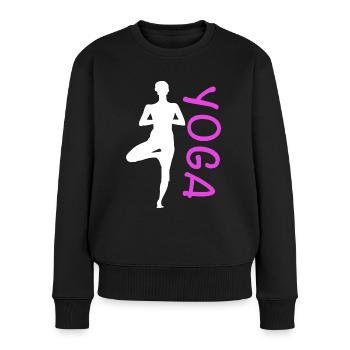 Exercice de yoga pour une séance d’entraînement - Pull Premium bio Femme - noir - Devant - Julia (174cm)