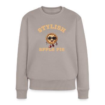 Braune Zeichnung mit schwarzen Linsen - Frauen Premium Bio Pullover - Taupe - Vorne - Julia (174cm)