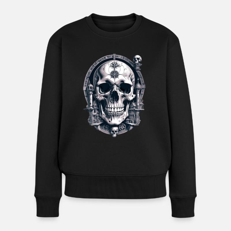 Skull - Frauen Premium Bio Pullover - Schwarz