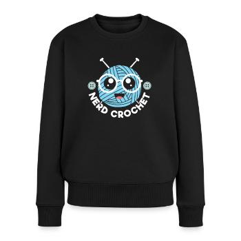 Nerd Crochet Yarn Collector Crocheting Knitting - Women's Premium Organic Jumper - black - Front - Julia (174cm)
