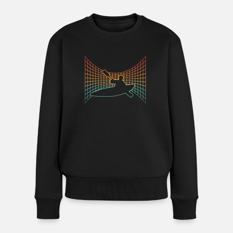 Vaporwave Kajak Kajak Kajak Boot Ästhetik - Frauen Premium Bio Pullover - Schwarz