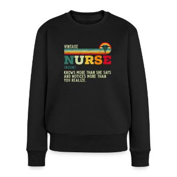 Vintage Krankenschwester Definition Krankenhaus medizinische Pflege - Frauen Premium Bio Pullover - Schwarz - Vorne - Julia (174cm)