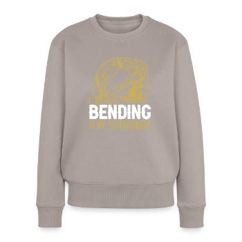 Bending ist meine Superkräfte Spirituelles Workout Yoga - Frauen Premium Bio Pullover - Taupe - Vorne - Julia (174cm)