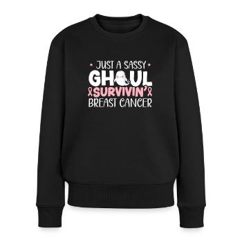 Nur ein frecher Ghul Survivin 'Brustkrebs - Frauen Premium Bio Pullover - Schwarz - Vorne - Julia (174cm)