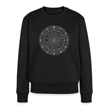 Interconnectedness weiss - Mandala made with Love - Frauen Premium Bio Pullover - Schwarz - Vorne - Julia (174cm)