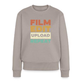Filmbearbeitung Upload Repeat Content Creator Vlogger - Frauen Premium Bio Pullover - Taupe - Vorne - Julia (174cm)