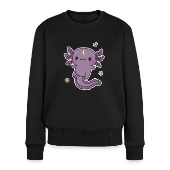 Mignon Axolotl noir avec symbole de croissant de lune - Pull Premium bio Femme - noir - Devant - Julia (174cm)