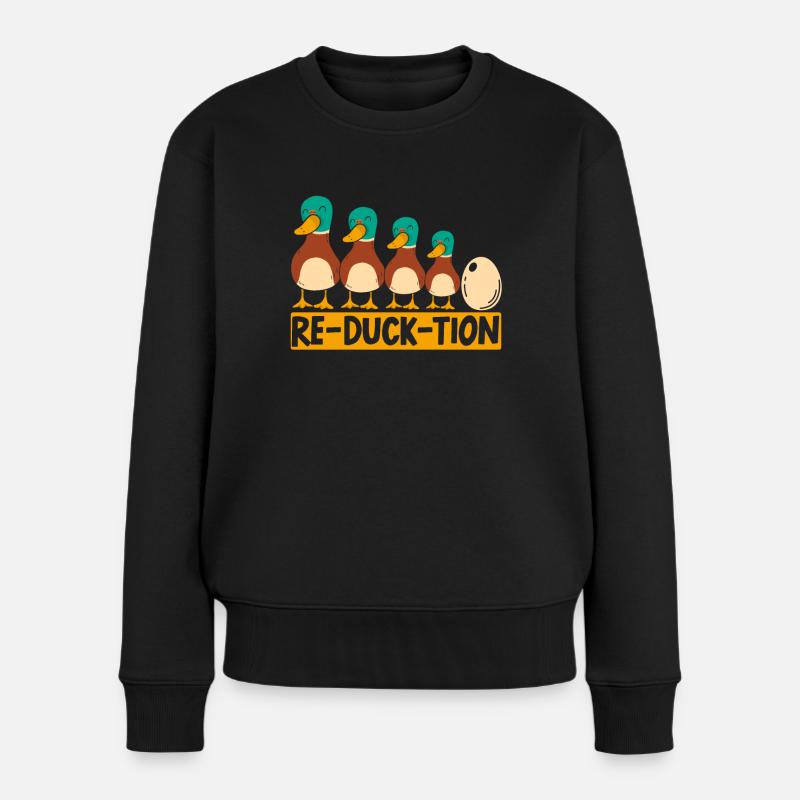 Re-Duck-tion Entenflüsterer Entlein Vogelente - Frauen Premium Bio Pullover - Schwarz