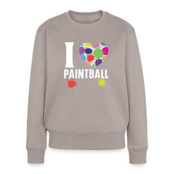 Paintball Paint Gun Paintball Spieler Paintballer - Frauen Premium Bio Pullover - Taupe - Vorne - Julia (174cm)